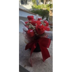 Ramo rojo caja redonda