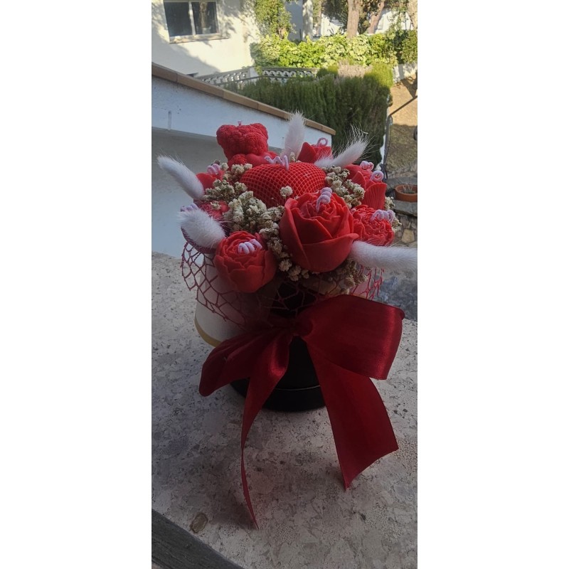 Ramo rojo caja redonda